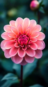 Detailed Dahlia with Layered Petals Showing Complex Geometric Structure and Color Gradient