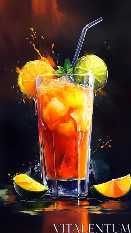 Vibrant Citrus Cocktail with Dynamic Splash Effect.