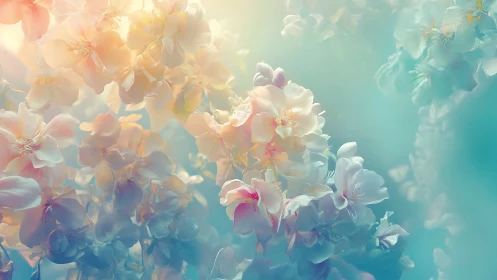 Soft focus floral clusters with pastel color gradients.