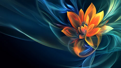 Spectral fluid-dynamics flower rendered as luminous vector bloom.