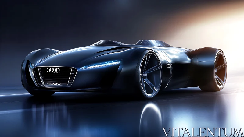 Futuristic Audi concept car glides through cinematic light.