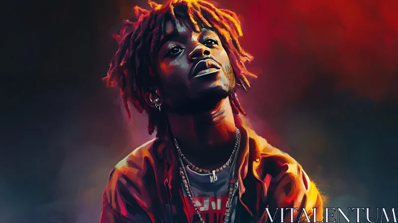 Portrait of young man in vivid digital painting style.