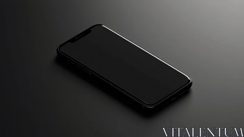 Black smartphone on neutral gray surface
