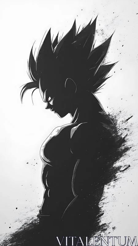 Silhouetted warrior profile dissolves into inky abstraction.