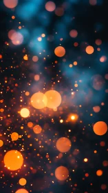 Glowing orange bokeh orbs drift gently through deep blue night