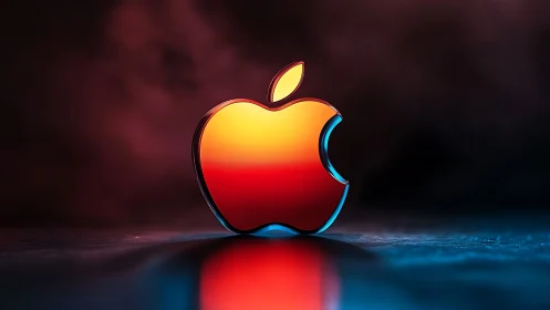 Glowing Apple Logo Shines with Vibrant Energy.