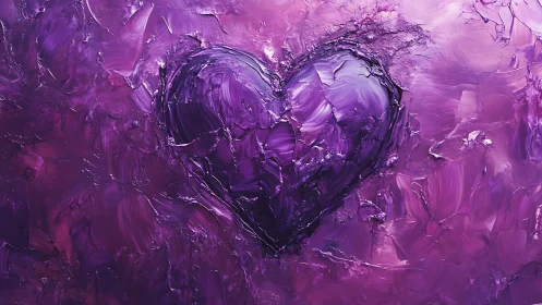 Purple Heart Impasto Abstract Composition.