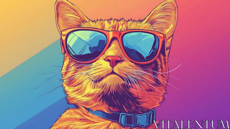 Cool Cat in Sunglasses with Vibrant Pop Art Style