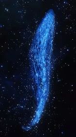 Vertical blue cosmic plume forms amid scattered starfield