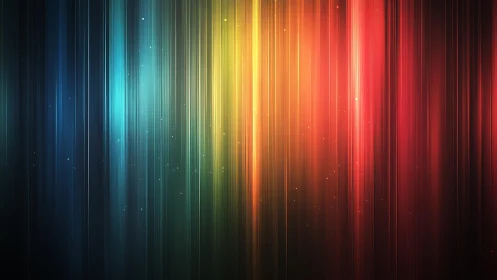 Vibrant abstract light streaks in rainbow gradient digital art.