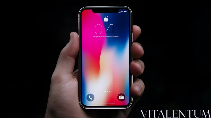Smartphone displaying lock screen with gradient background.