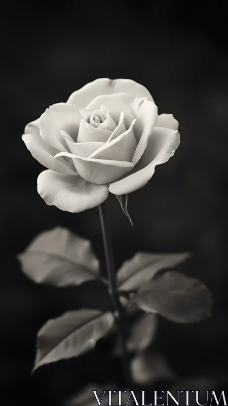 White rose photographed against dark background with dramatic lighting