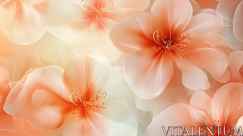 Parametric translucent blossoms in soft peach diffusion field.