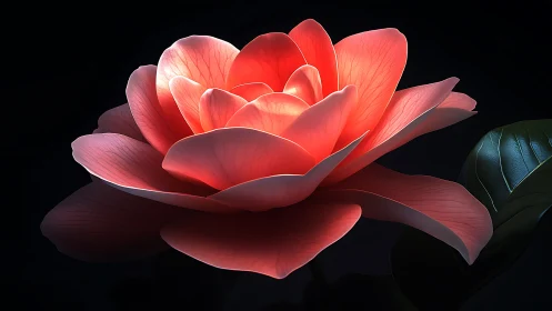 Luminous Red Rose Bloom Against Black