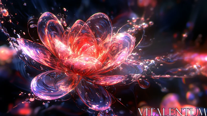 Iridescent glass blossom rendered in luminous 3D petals.