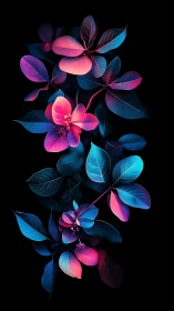 Neon Flowers Bloom in Digital Light