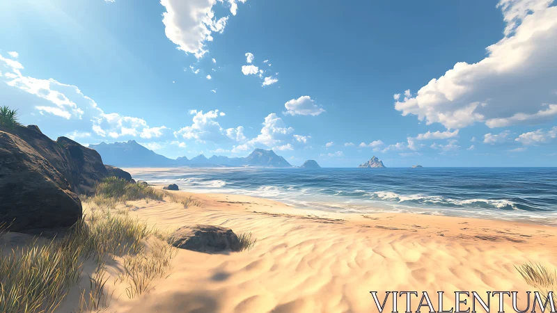 Where Golden Shores Whisper Tales to Distant Island Sentinels