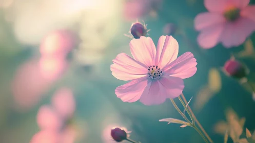 Cosmos Blooms Dancing Against Twilight's Velvet Canvas