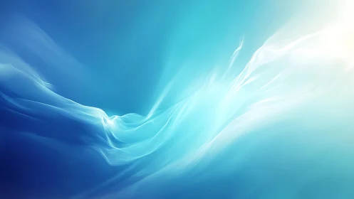 Abstract flowing blue and white waves digital art background.