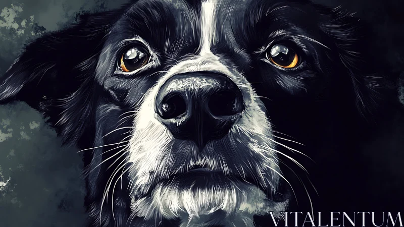 Expressive dog portrait with dramatic digital brushwork.