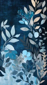 Botanical Abstraction: Layered Foliage Composition in Deep Indigo.