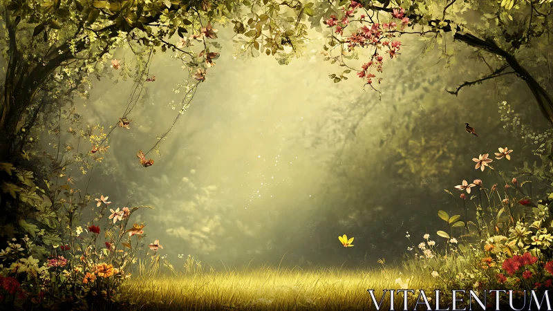 Volumetric Light Study Through Dense Foliage With Suspended Botanical Forms