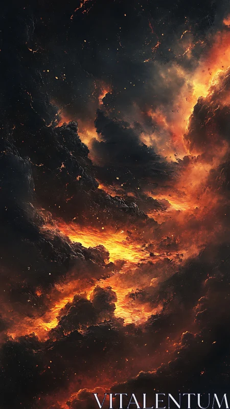 Celestial Nebula with Incandescent Gas Clouds and Stellar Radiation