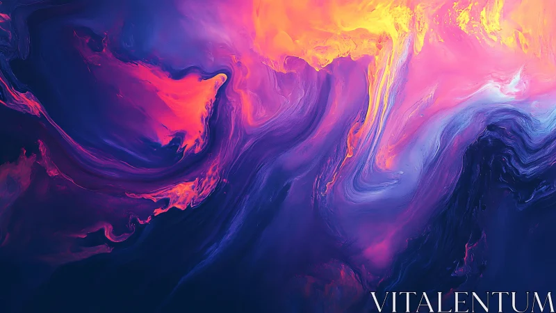 Digital painting of neon fluid nebula with high chroma contrast.