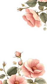 Delicate Pink Roses Bloom in Gentle Botanical Harmony.