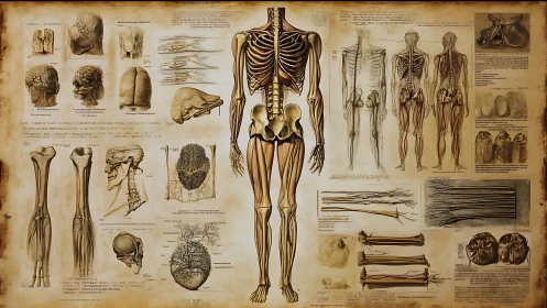 Sepia skeleton atlas mapping the body&rsquo;s quiet machinery.