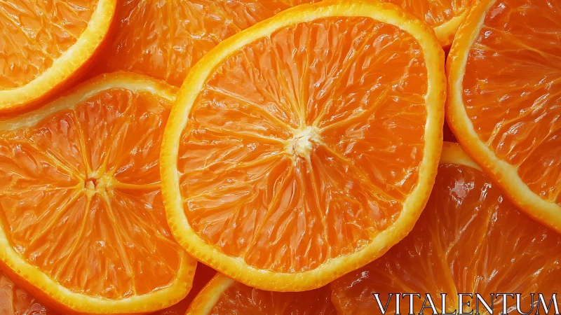 Vibrant orange slices arranged in glossy citrus layers.