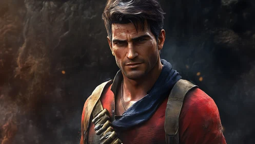 Battle-weathered explorer in cinematic digital portraiture.