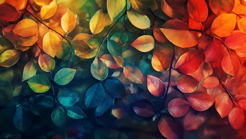 Leaves invent a prismatic bridge between dusk and dawn