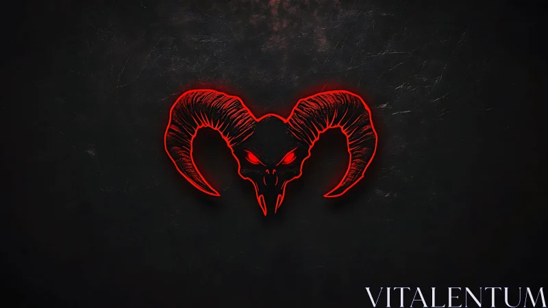Glowing demonic ram skull emblem rendered in neon outline