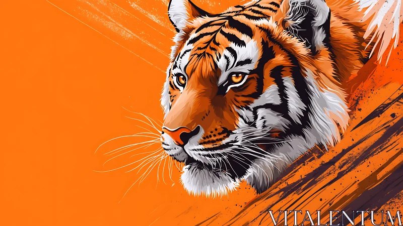 Vector-rendered tiger portrait uses dynamic angular brush geometry