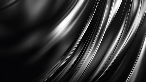 Liquid chrome waves curve across a dark, futuristic surface