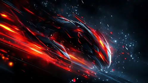 Aerodynamic plasma racer with high-velocity light trails.