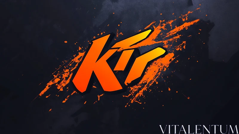 Angular orange monogram logo with splatter vector treatment.