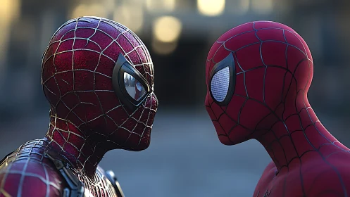 Dual Spider Hero render contrasts reflective and matte suit shaders