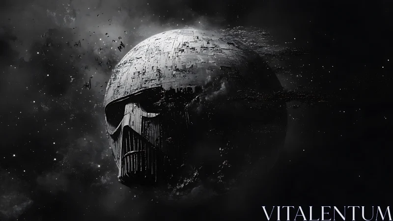 Colossal skull-shaped battle station drifts in deep space