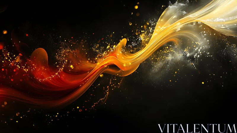 Golden and crimson light stream dancing across darkness.