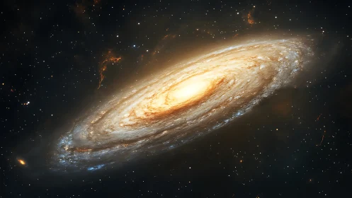 Radiant spiral galaxy glows in a vast star-filled cosmos