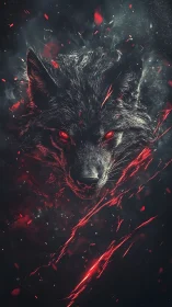 Infernal wolf portrait rendered in high-contrast digital painting