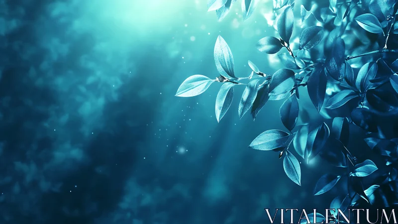Gentle teal leaves drift in dreamy underwater light