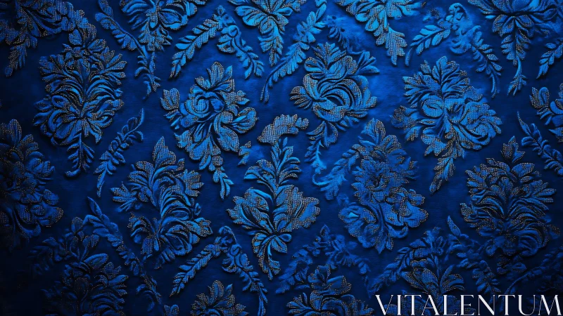 Deep blue floral damask pattern with soft elegant shimmer.