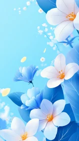 Ethereal Blue Flowers Floating Against Sky