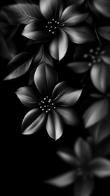Delicate Flowers Illuminated Against Dark Background