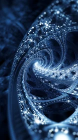 Spiral fractal tunnel renders luminous particle-laced geometry