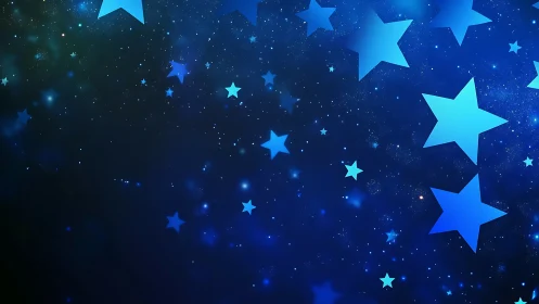 Layered blue vector stars overlay stylized deep-space starfield