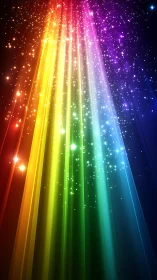 Vertical spectrum light beams intersect with dispersed particles